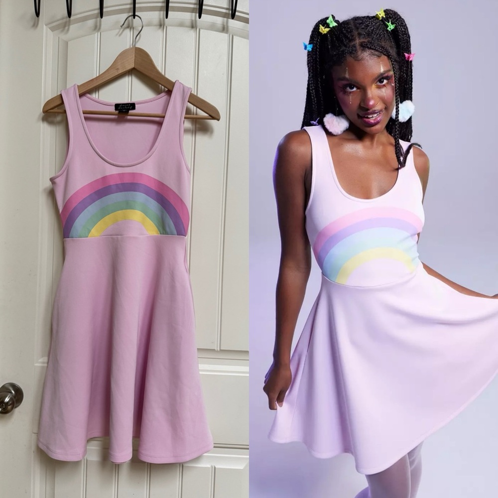 Hot Topic Sweet Society Pastel Rainbow Tank Dress. Size S